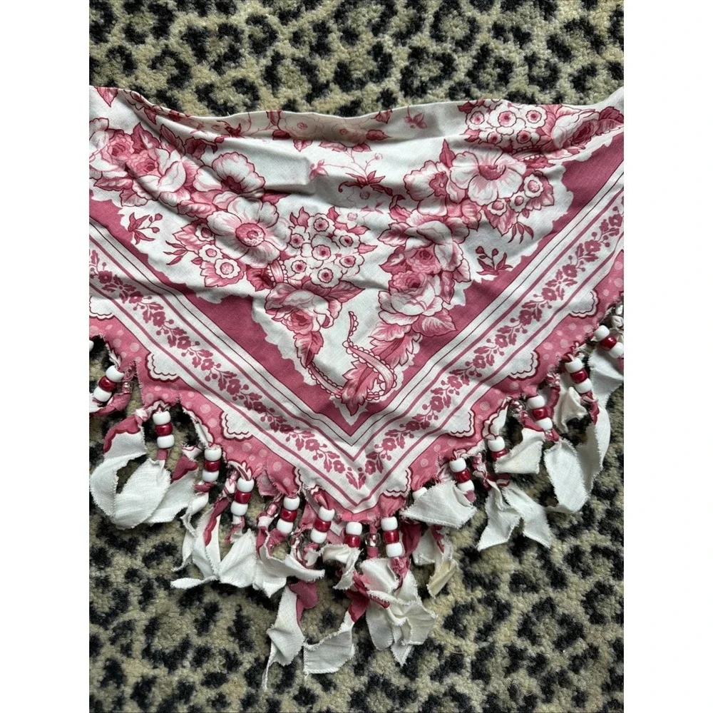 Vtg Beaded Bandana Necklace Scarf Lot 2 Breast Plate Collar Girly Sweet Flowers